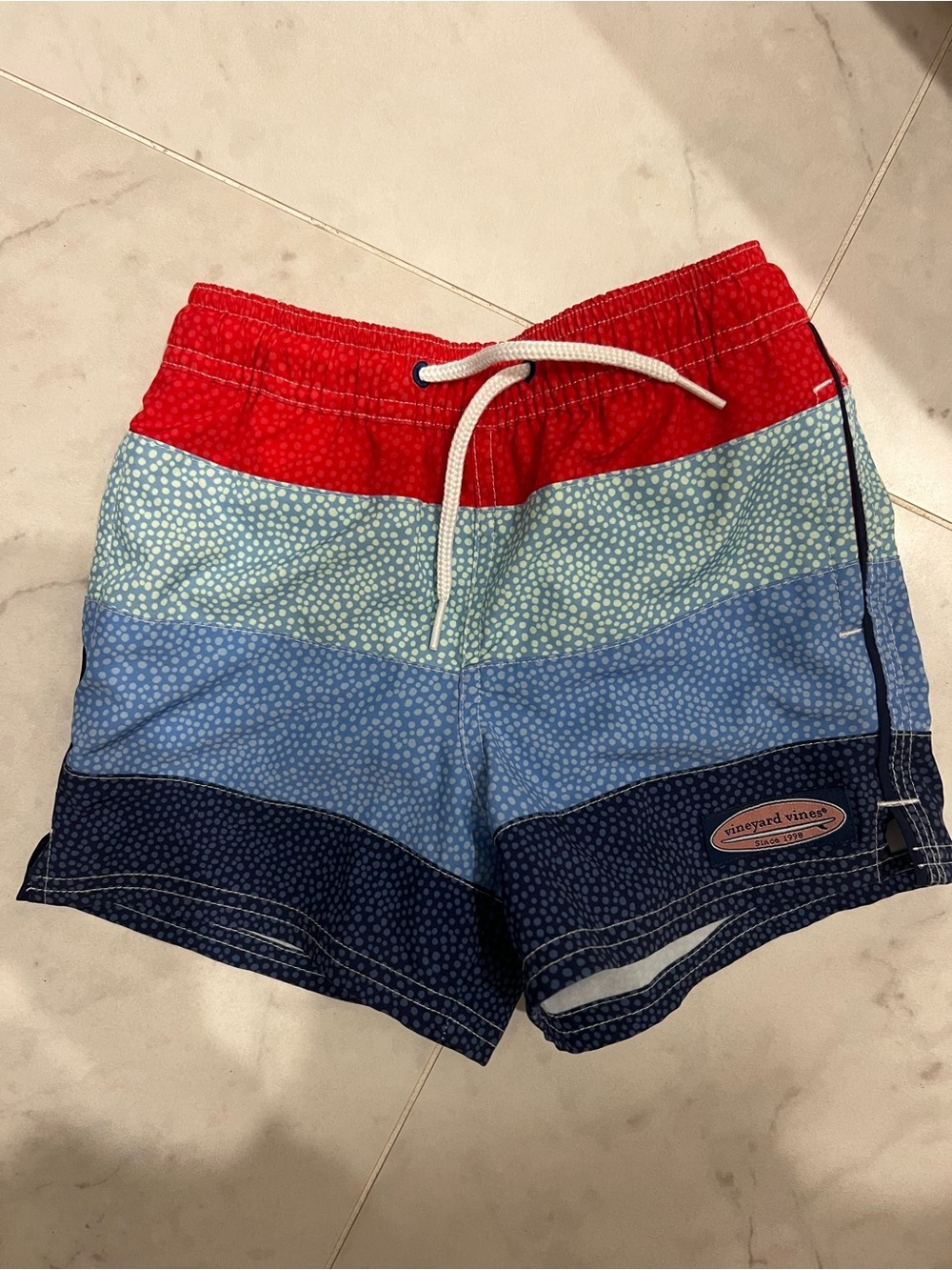 Vineyard Vines Red Striped Boys' Swim Trunks